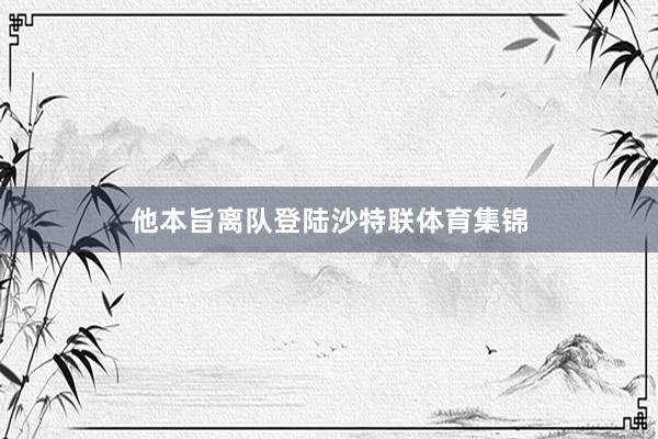 他本旨离队登陆沙特联体育集锦