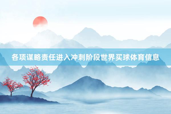 各项谋略责任进入冲刺阶段世界买球体育信息