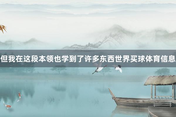 但我在这段本领也学到了许多东西世界买球体育信息