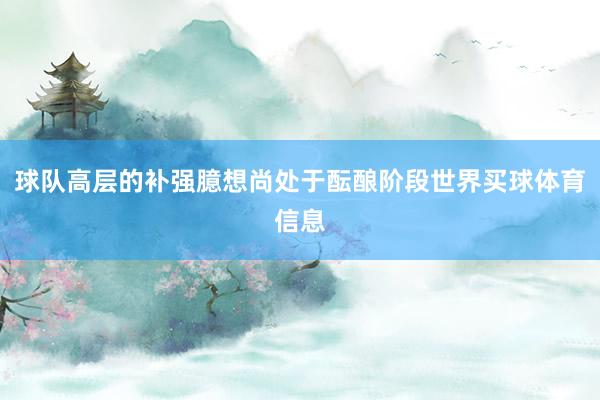 球队高层的补强臆想尚处于酝酿阶段世界买球体育信息