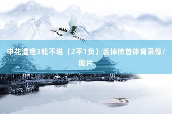 申花遭逢3轮不堪（2平1负）丢掉榜首体育录像/图片