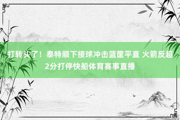 打转头了！泰特顺下接球冲击篮筐平直 火箭反超2分打停快船体育赛事直播