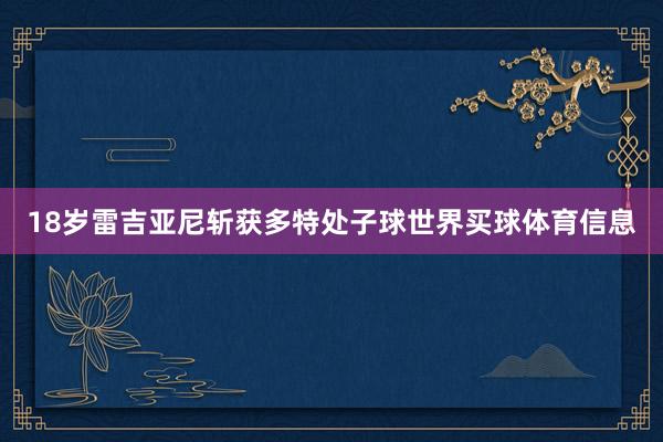 18岁雷吉亚尼斩获多特处子球世界买球体育信息