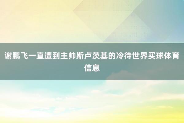 谢鹏飞一直遭到主帅斯卢茨基的冷待世界买球体育信息