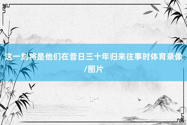 这一刻将是他们在昔日三十年归来往事时体育录像/图片